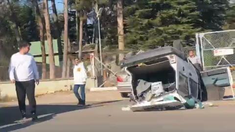 Takla atan araçtan sağ çıktı
