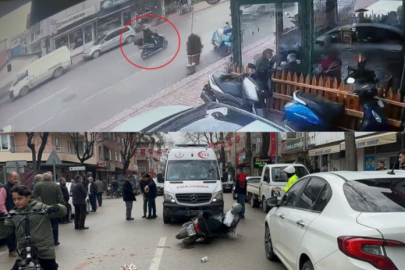 Bursa'da motosikletlinin kazası kameraya yansıdı