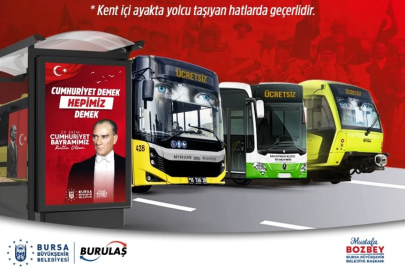 Bursa'da 29 Ekim’de toplu ulaşım ücretsiz