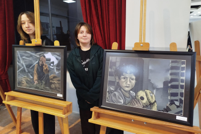 Genç ressamlar Gazzeli çocukların acısını resmetti